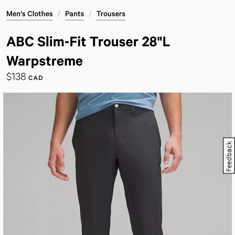 Lululemon ABC Slim fit trouser 28L